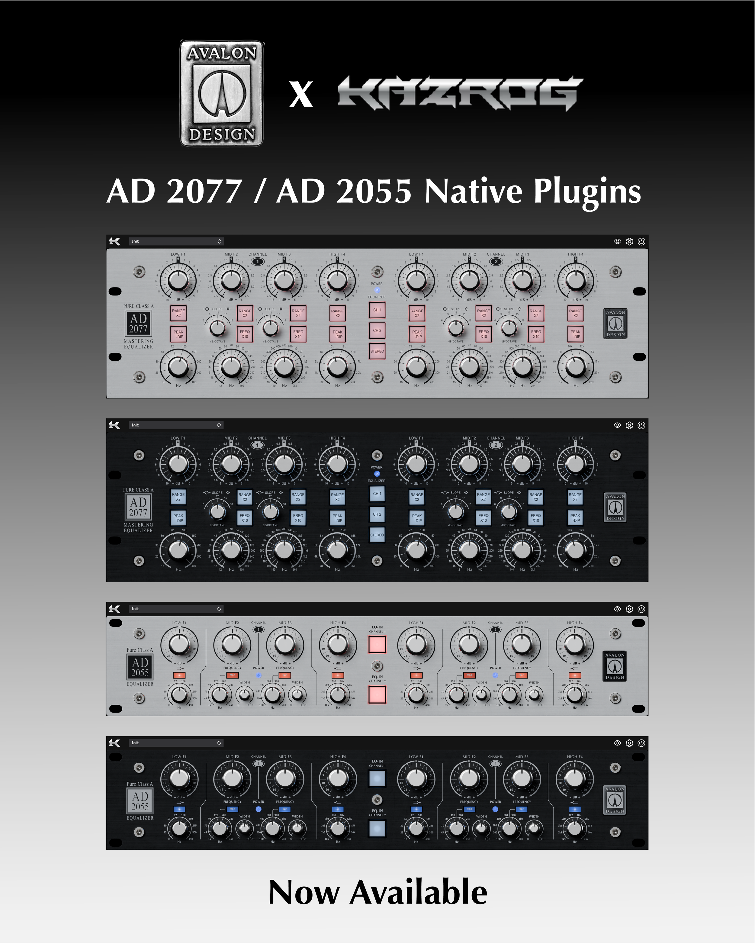 Avalon Design x Kazrog AD2077 / AD2055 Plugins now available